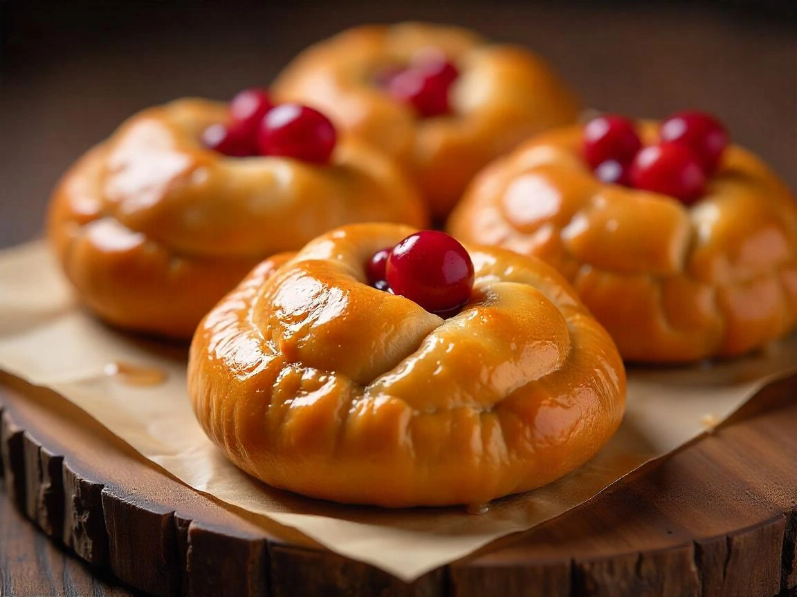 Медовые шаньги с клюквой